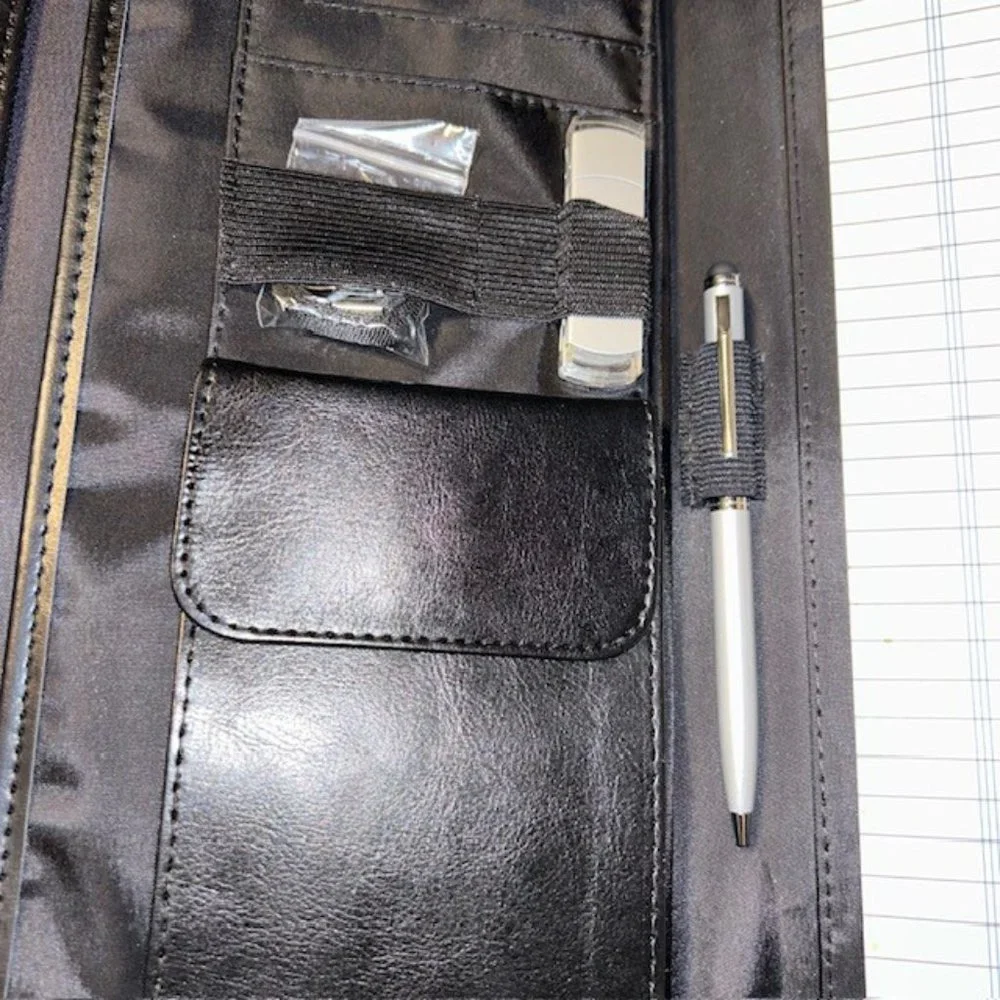 Blue Line Little Caesars Black Leather Travel Bag Organizer Zip Holder Planner
